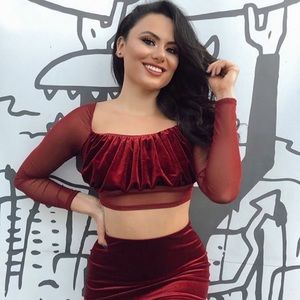 Sweet velvet dreams skirt set - burgundy/ medium